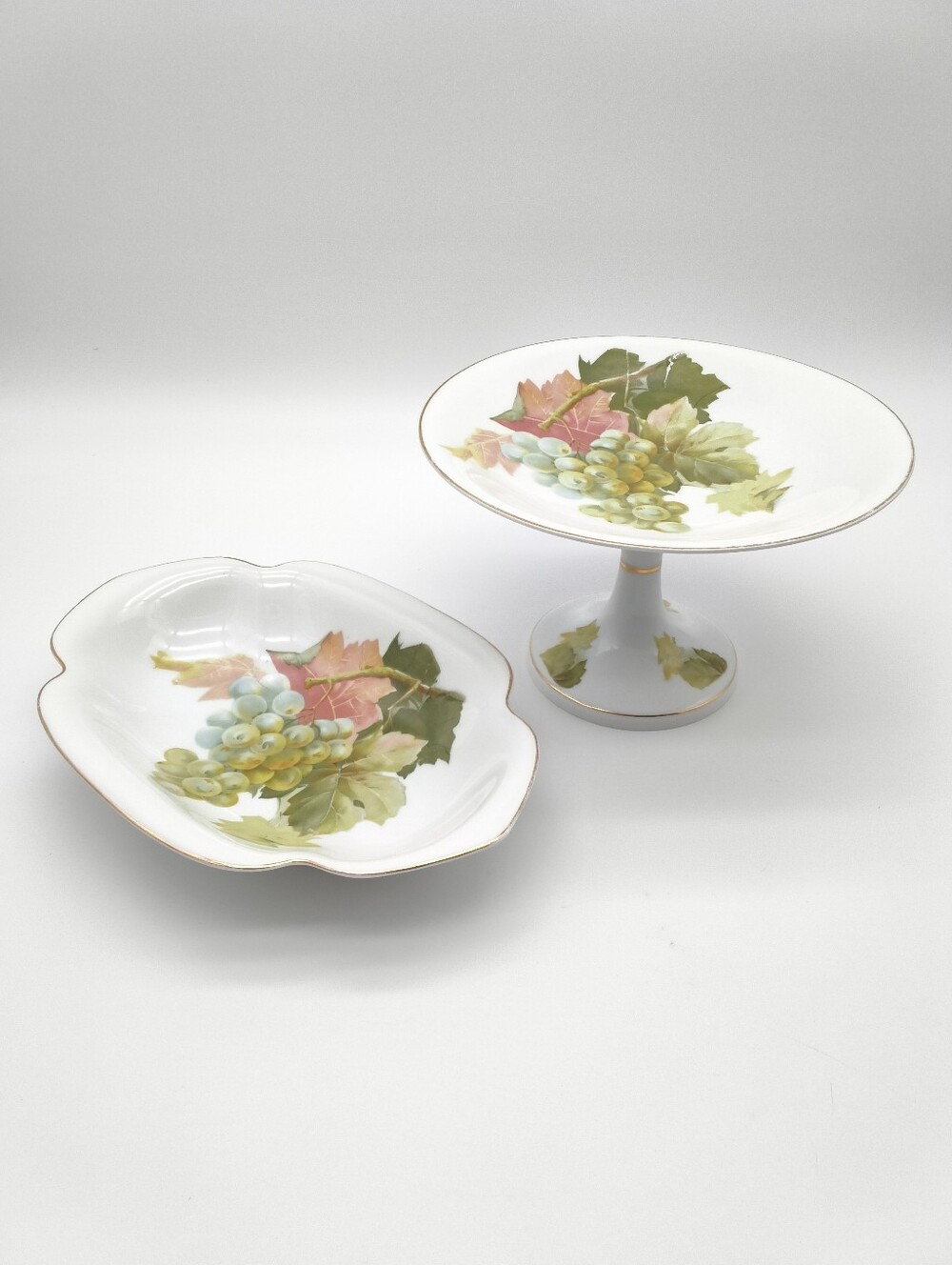 Rosenthal Floral Pedestal Cake Stand and Matching Serving Dish